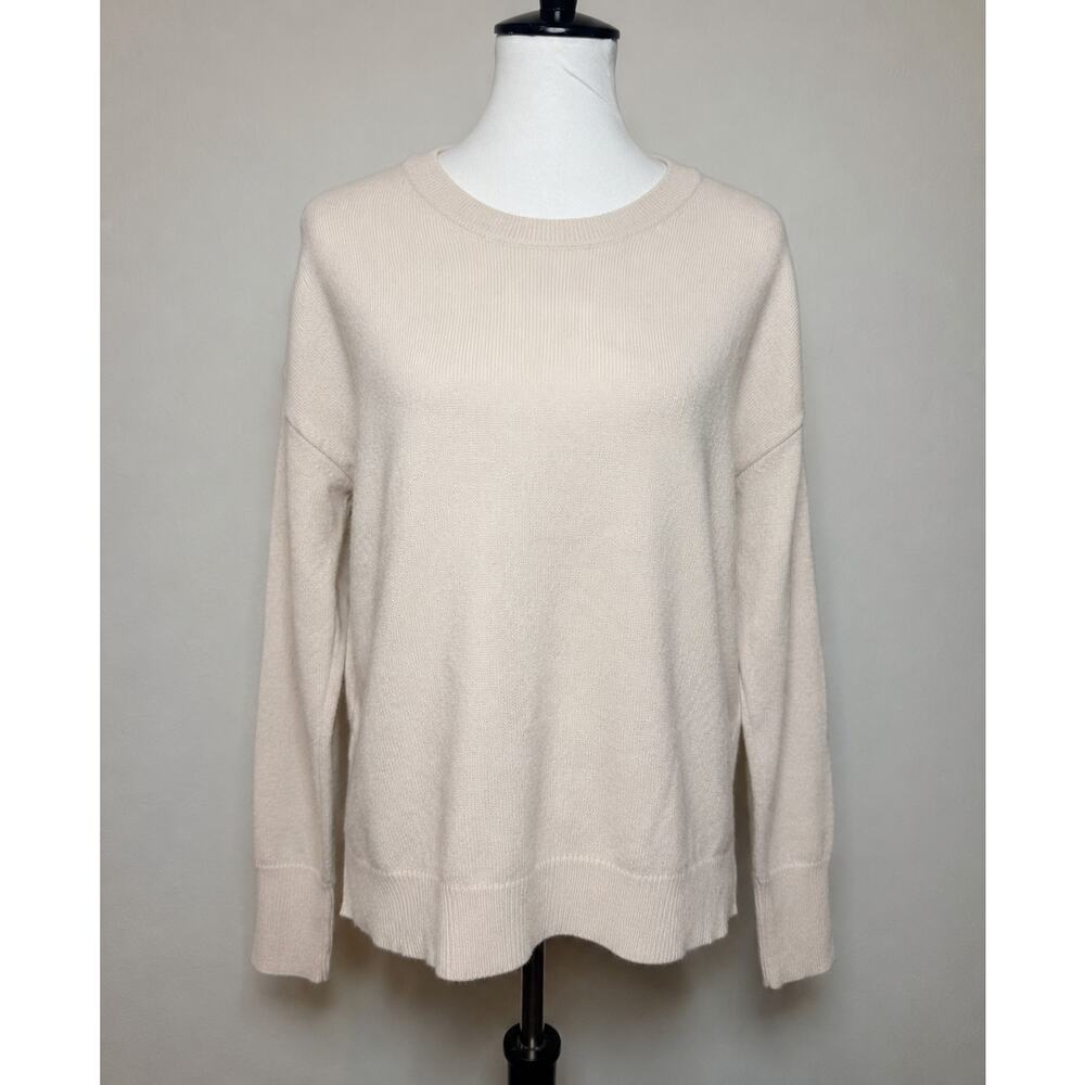 Tahari 100% Cashmere Sweater Medium Cream Ivory Luxury Soft Knit Pullover